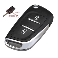 2 buttons remote car key fob shell case uncut blade for peugeot 307 408 308 3008