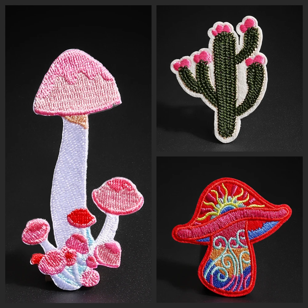 

Mushroom cactus Green plant clothing patch wholesale Boys girls Bags hats coats iron Badge clothing accessories