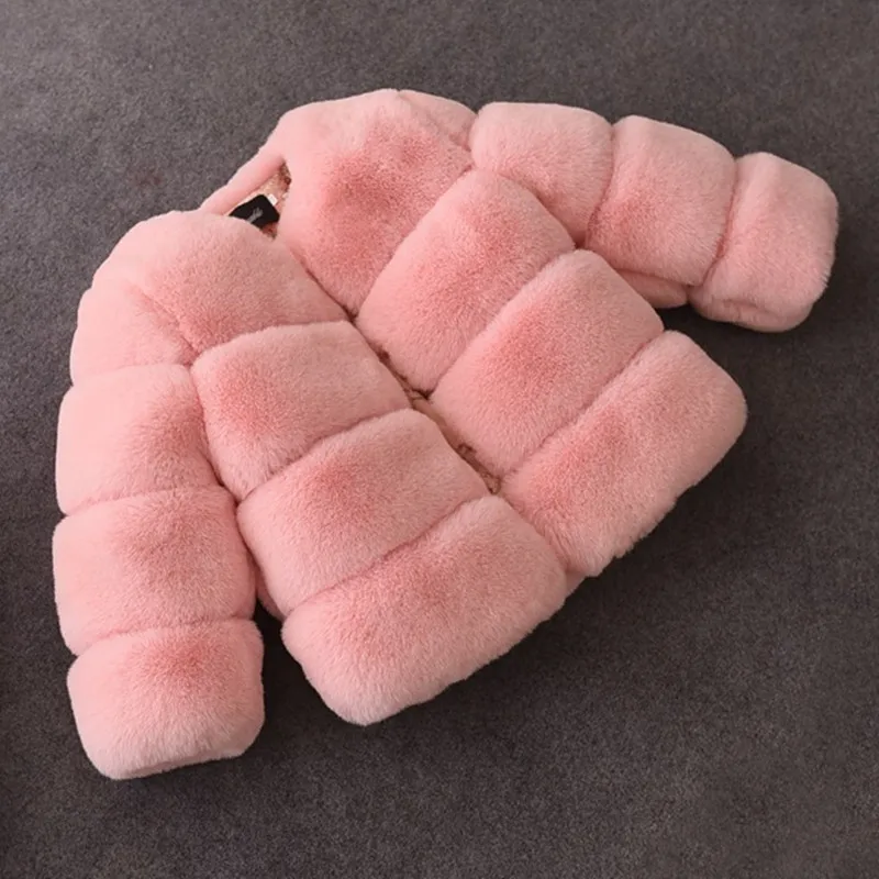 PINK Новое зимнее пальто с мехом для девочек элегантные куртки и пальто с искусственным мехом для маленьких девочек плотная теплая парка детская верхняя одежда пальто для девочек CT040 - Цвет: PINK