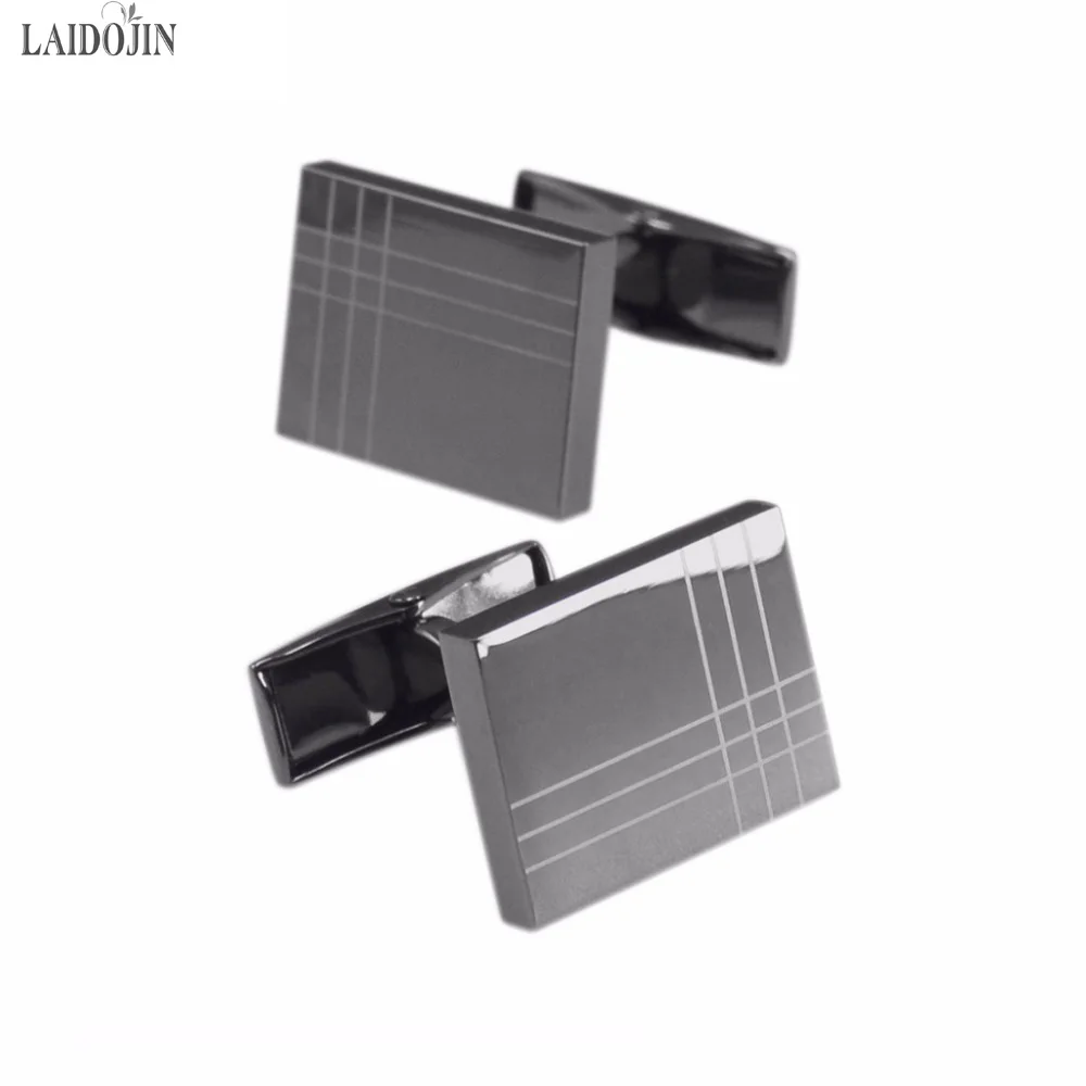 LAIDOJIN Classic Black Cufflinks For Men Shirt High Quality Brand Square Business Cuff Buttons Wedding Gift Jewelry Gemelos