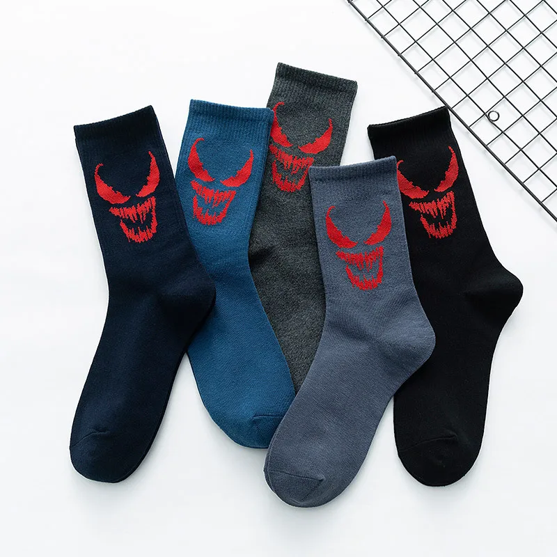 

5 Pairs Anime Print Socks Men's Women Crazy Cartoon Movies Anime Novelty Socks Knee-High Hip Hop Unisex Creative Skateboa Socks