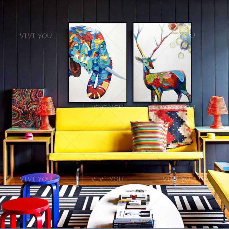 Лучший художественный красочный милый животный белый фон масляная живопись на