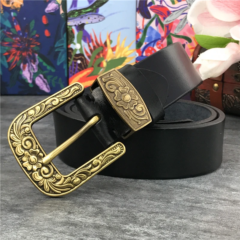 Мужской ремень из натуральной кожи с резьбой в стиле ретро|Мужские ремни| |