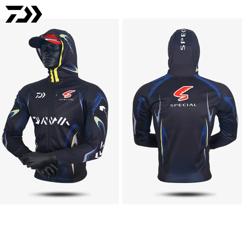 Летняя рыболовная майка Daiwa с капюшоном для мужчин дышащая солнцезащитная