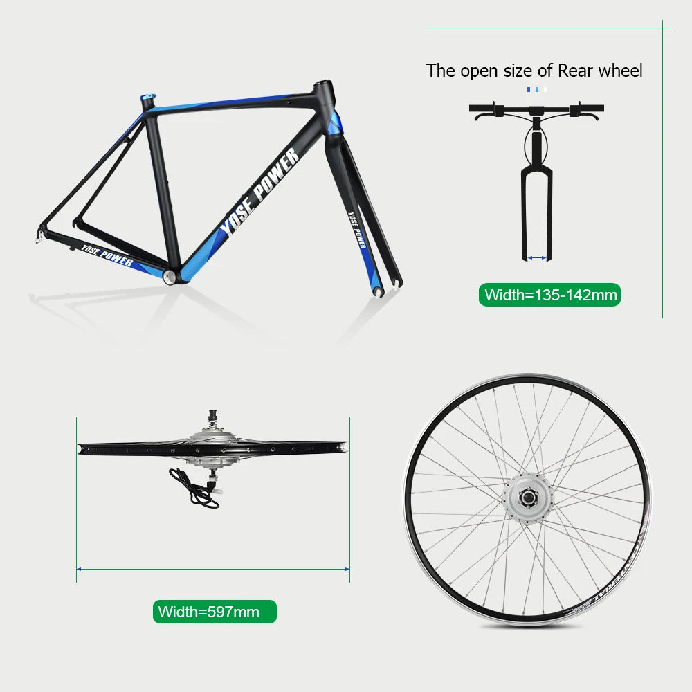 YOSE POWER eBike Kit 36В 350 Вт 27 5 ''задний мотор концентратор для велосипеда комплект