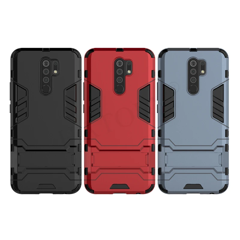 For Xiaomi Poco M2 Reloaded Case Poco M2 Cover Shockproof TPU Bumper Armor Robot Stand Holder Phone Back Case Poco M2 Reloaded