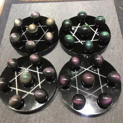 

Rainbow eye obsidian seven star array decoration feng shui crystal ball treasure basin opening home gift decoration