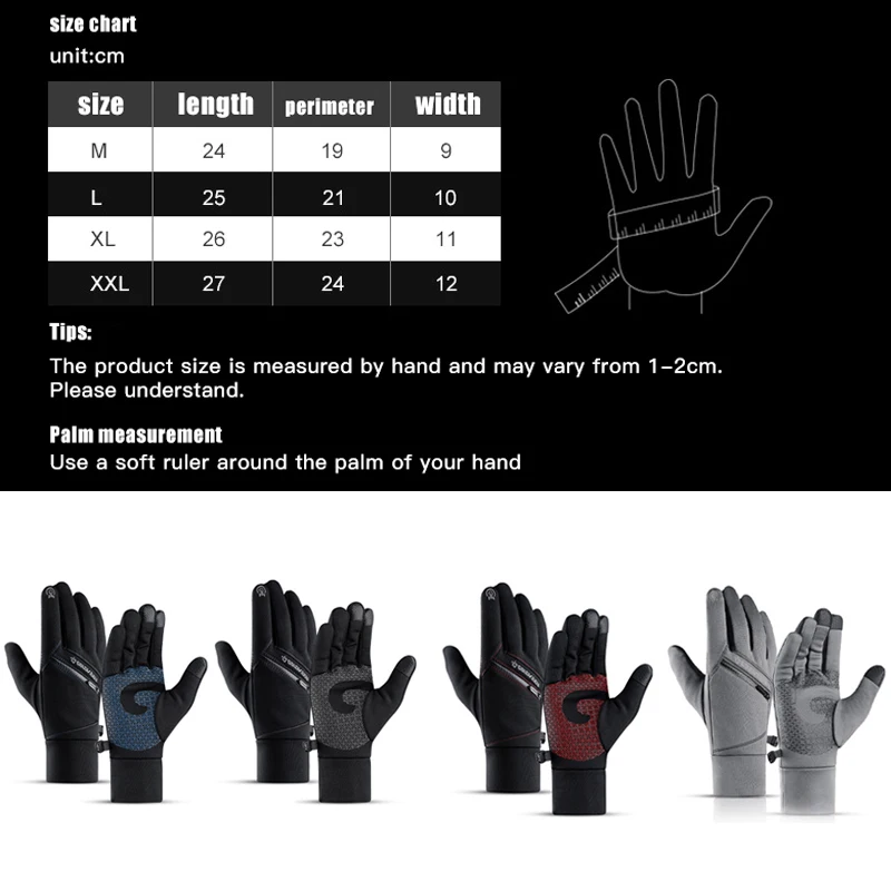 

Autumn Winter Warm Waterproof Touch Screen Ski Gloves Men Women Outdoor Sports Mitten Non-slip Zipper Pocket Cycling Gloves