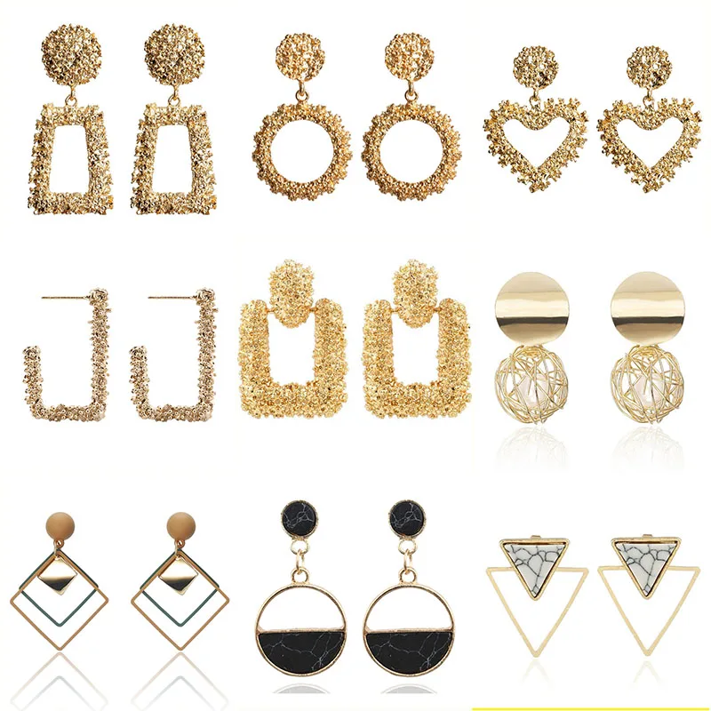 Новые модные крупные серьги 2019 большие геометрические для женщин Подвесные