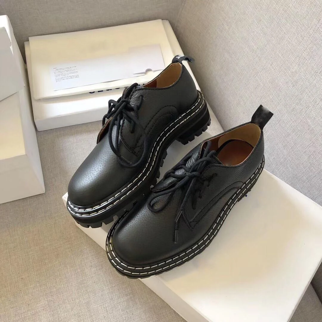 Zapatos De Mujer/женские лоферы на плоской платформе женская обувь шнуровке с круглым