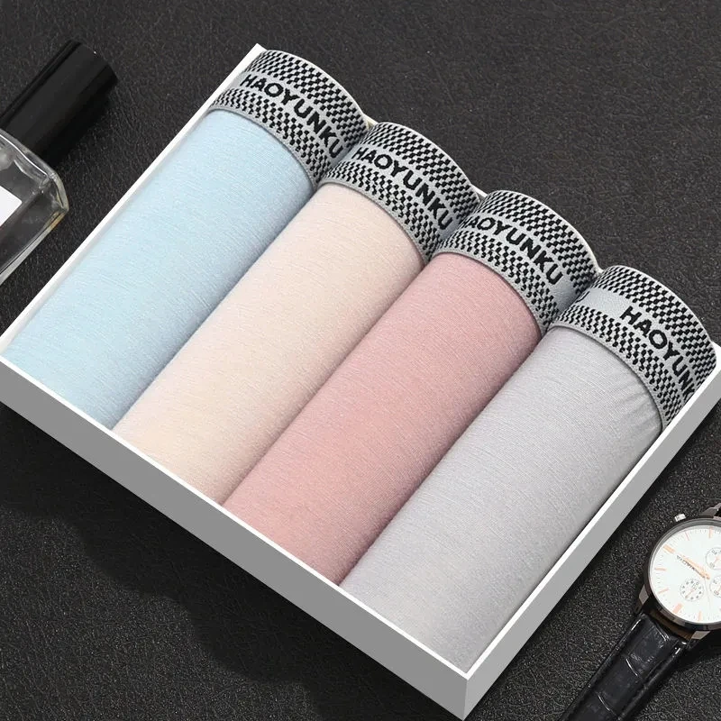 4pcs/Lot Mens Underwear Boxers Cotton Fashion Printed Men Underpants Boxer Shorts Male Panties Pouch Vetement Homme