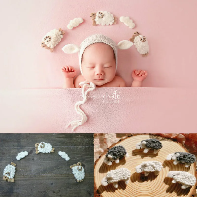 Newborn Baby Photography Props Creative Handmade Wool Mini Sheep for Studio Shooting Accessories Fotografia