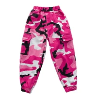 kid cool hip hop clothing streetwear rose camouflage military tactical cargo pants trousers for girl boy dance costume clothes