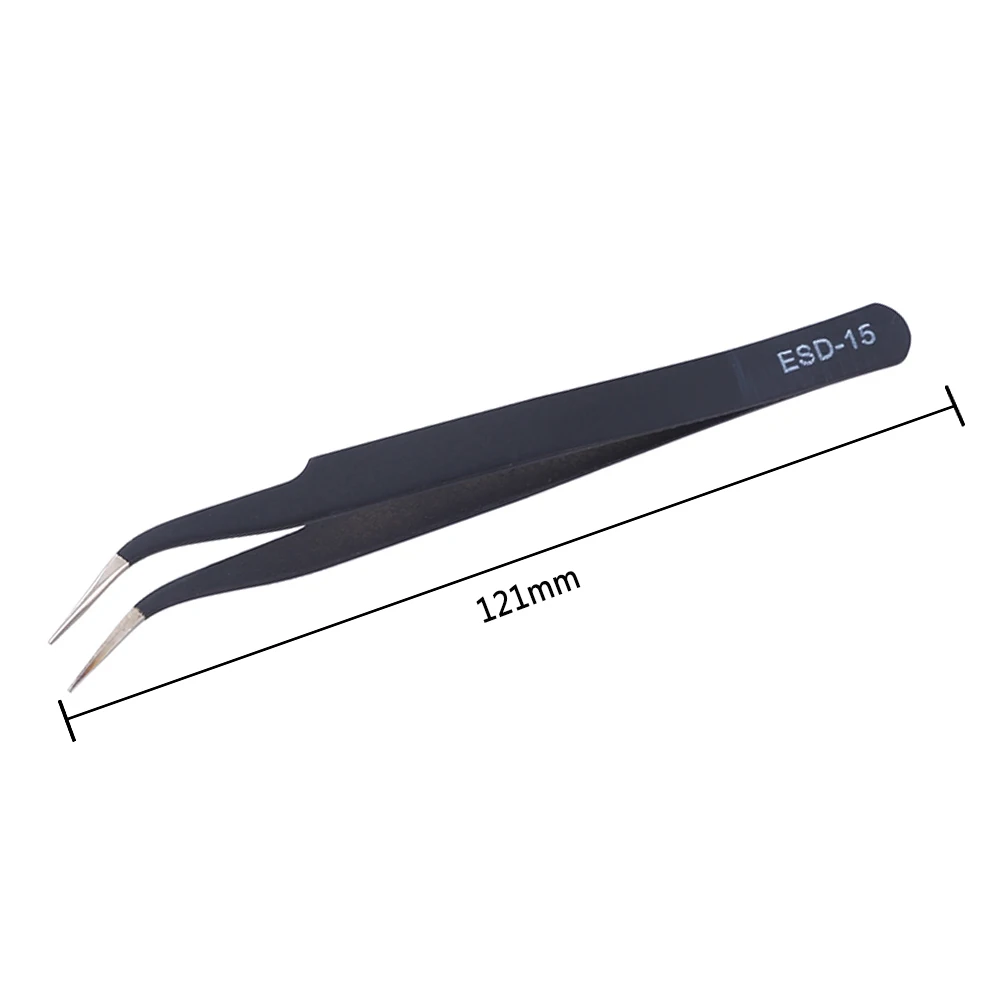 

2/6 Pcs Anti-static ESD Stainless Steel Tweezers Maintenance Tools Industrial Precision Curved Straight Tweezers Repair Tools