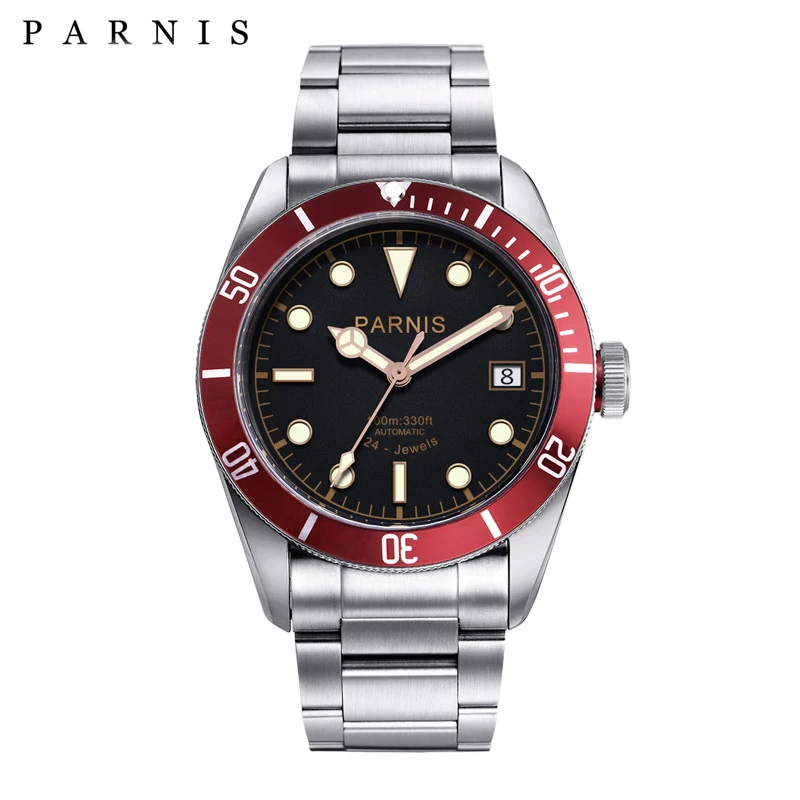 Часы наручные Parnis Мужские механические модные автоматические Брендовые с 21