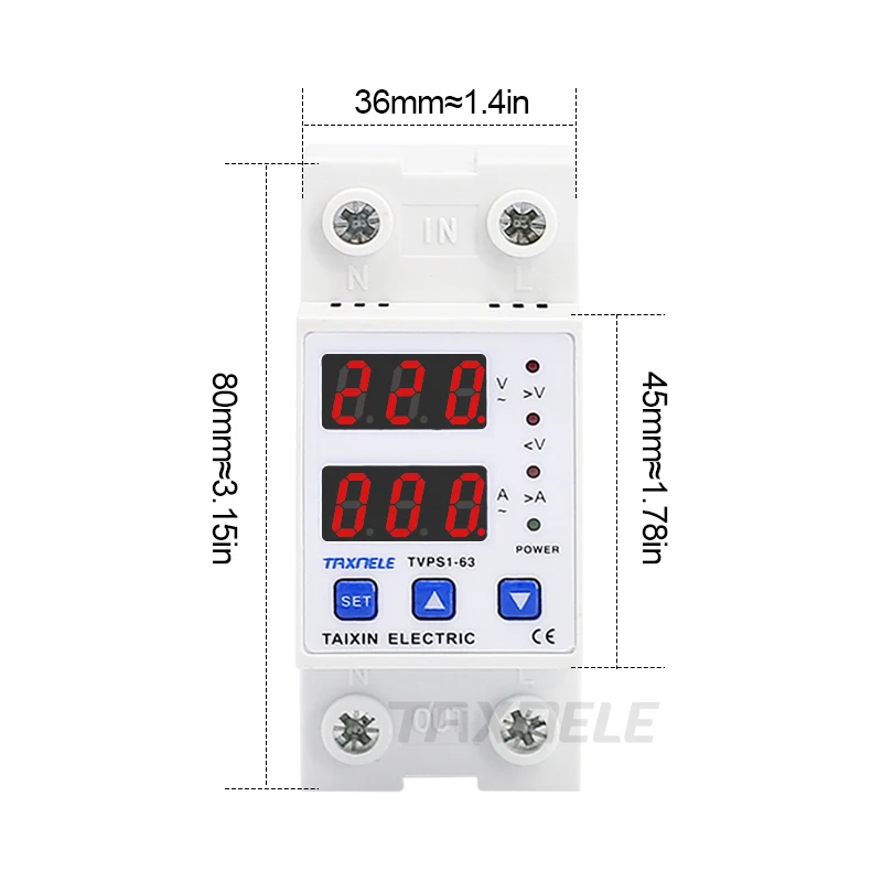 63A 230V din-рейка регулируемое перенапряжение и под напряжением защитное устройство предохранитель реле с защитой от перегрузки по току