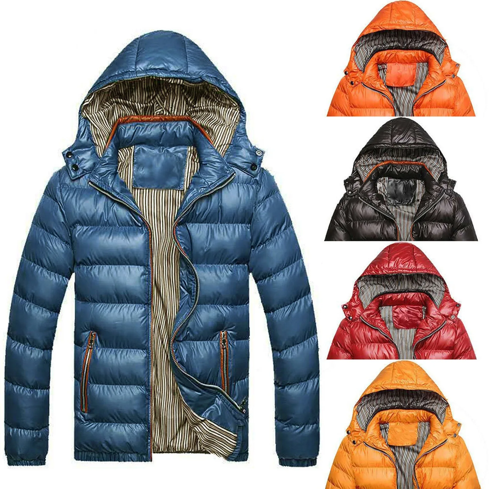 

Men's hooded jacket Parka Winter Thick warm Hat Removable Cotton Down Jacket Cotton Padded Casual Waterproof Male Coat 2021 #40