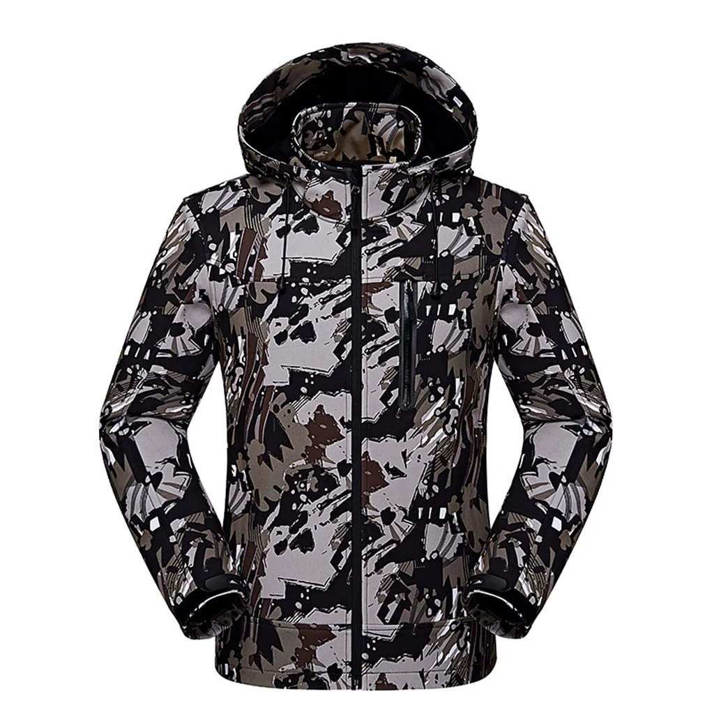 Winter Camouflage Jackets Couple Casual Autumn Long Sleeve Hooded Zipper Fleece Outdoor And Coats Sportswear | Мужская одежда