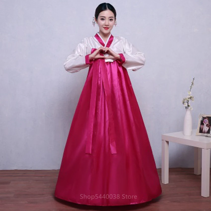 

Multicolor Traditional Korean Clothing for Women Court National Costume Hanbok Sequined Stage Dance Dress New Year Party Wear