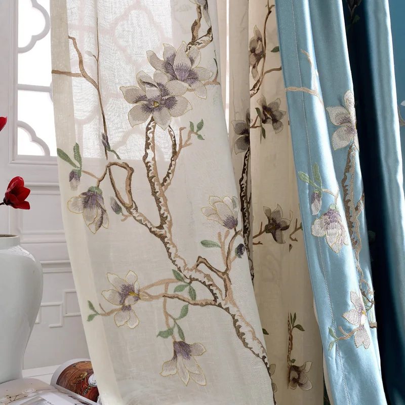 Шторы с имитацией шелка и вышивкой в китайском стиле оконные экраны