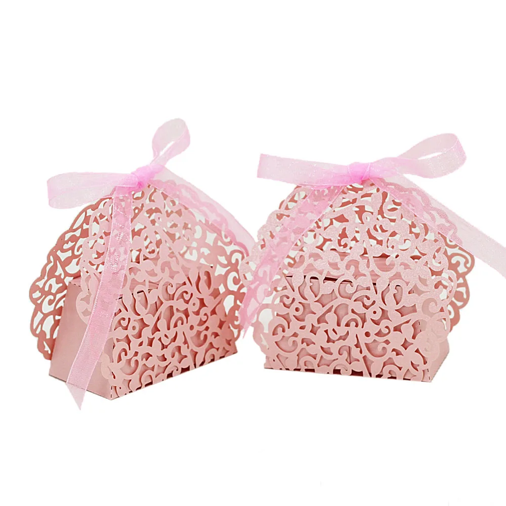 20шт Романтический лазерной резки коробка конфет на свадьбу Подарочная жемчужная