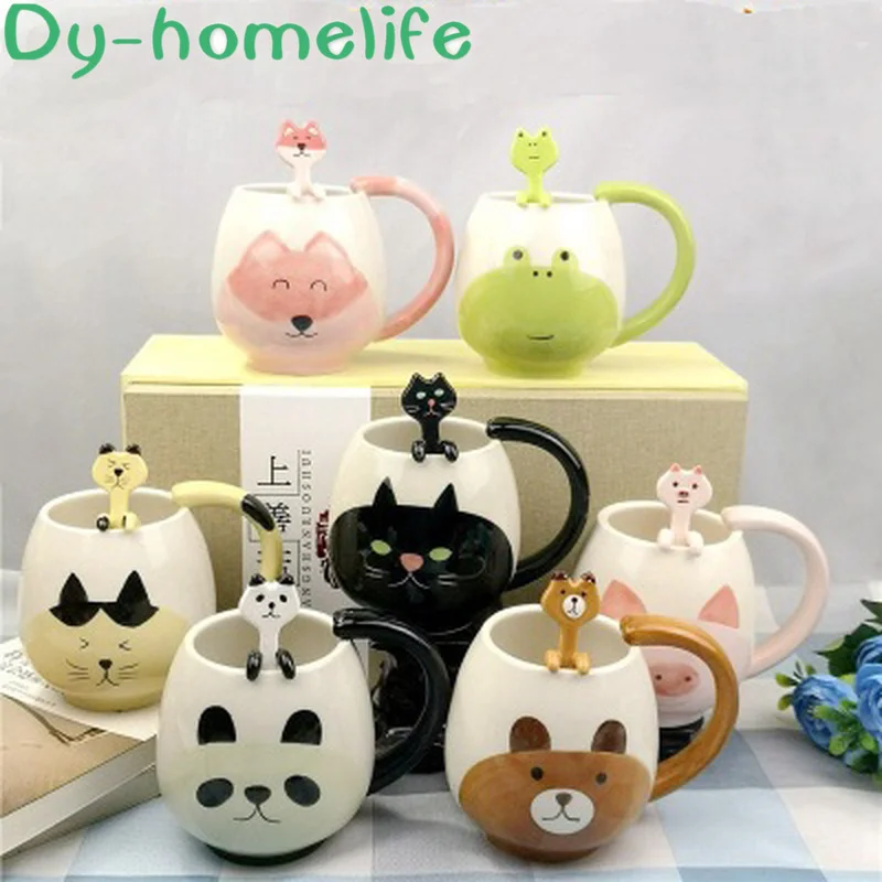 Керамическая Кружка 400 мл в Корейском стиле с мультяшными животными пандой