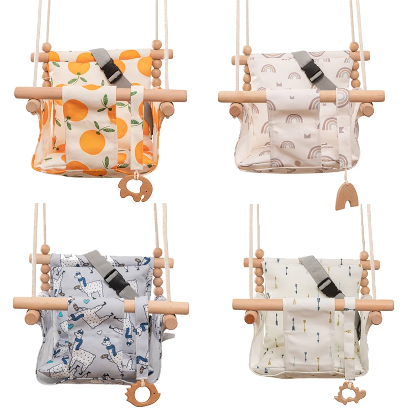 Качели для малышей из холщовой ткани подвесные деревянные детские игрушки