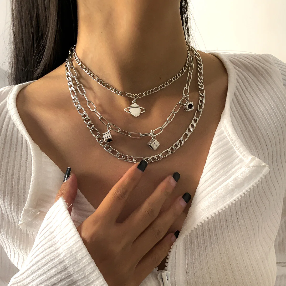 Сатурн кость-подвеска Цепочки и Ожерелья Цепочка с кулоном в стиле хип-хоп панк