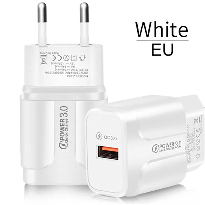 EU Plug White USLION Быстрая зарядка QC 3,0 USB en US зарядное устройства для iPhone samsung Xiaomi универсальная Быстрая зарядка мобильные телефоны настенные зарядные устройства - Тип штекера: EU Plug White
