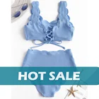 Для женщин лепесток Бикини с бретельками, набор из двух частей, пуш-ап, размера плюс, купальник для пляжа, Высокая талия Бикини Kawaii милые купальник Бикини