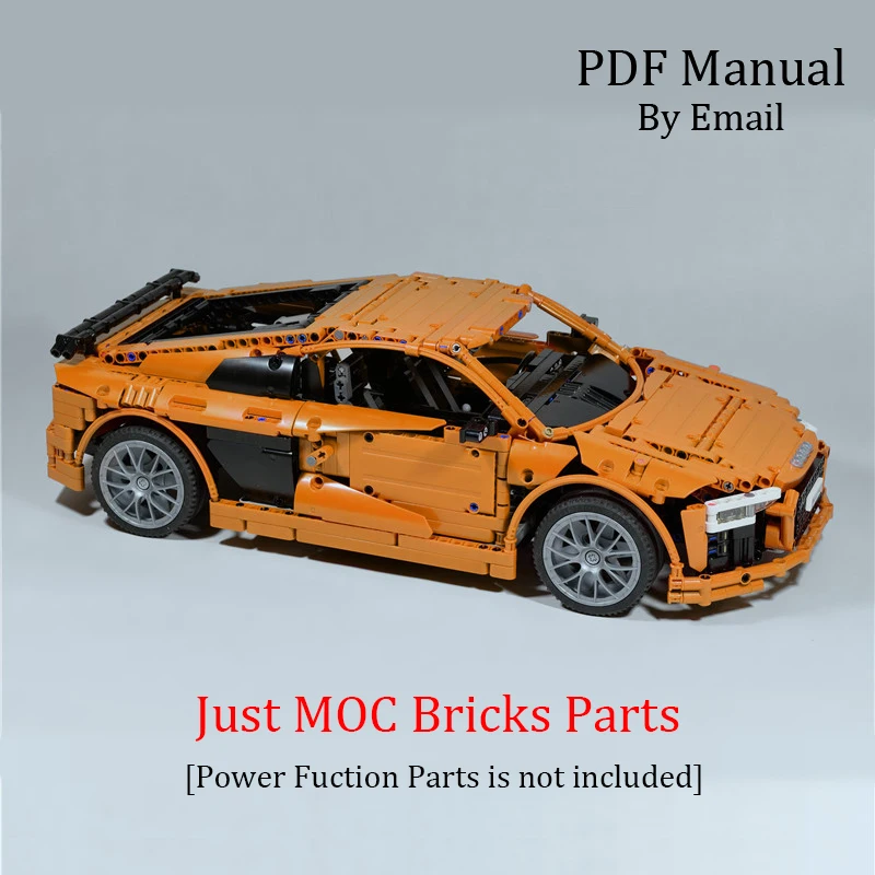 MOC Parts Orange Technic RC Supercar AuDi R8 MOC набор деталей кирпича для MOC 4463 Строительные блоки Набор игрушек DIY развивающий Детский Подарок Brinquedo - Цвет: MOC Parts Orange