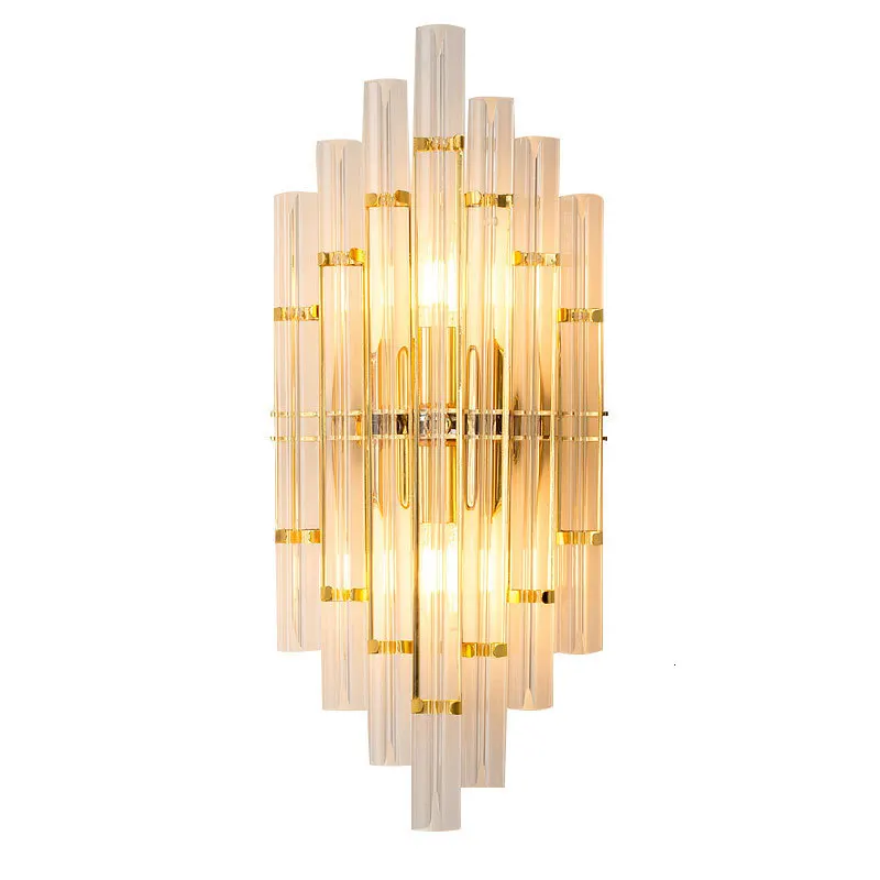 

Modern American Luxury Crystal Wall Lamp Simple Living Room Bedroom Bedside Lamp Decor Home Wall Sconce Light Fixture Luminaria