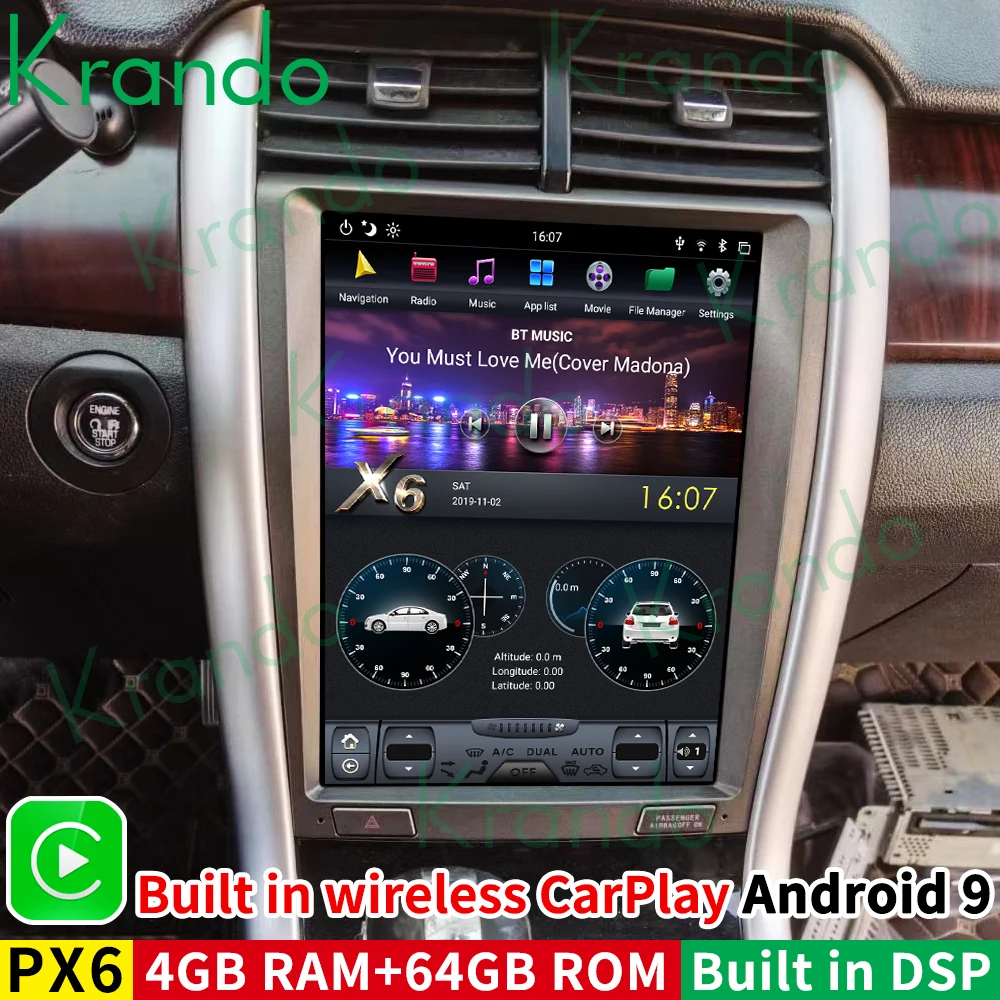 

Krando Android 9.0 4G 64G 12.1" Tesla Vertical Screen Car Radio For Ford Edge 2009-2014 Multimedia Head Unit Carplay Gps