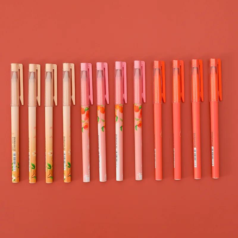 

36 шт./лот, креативная персиковая гелевая ручка для письма, милая 0,5 мм черная чернильная нейтральная ручка, школьные офисные принадлежности, ...
