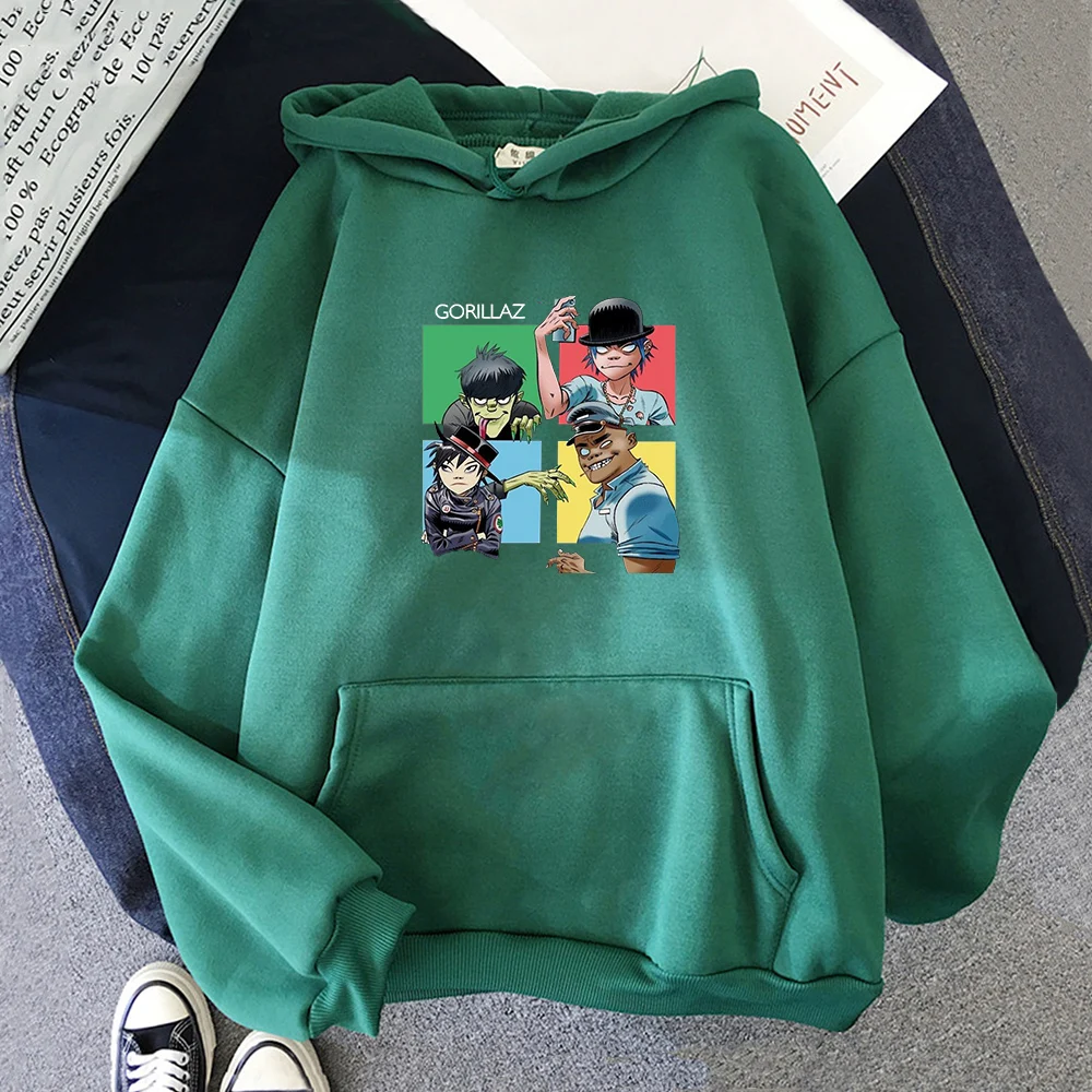 Худи унисекс с рисунком аниме Gorillaz женские пуловеры для отдыха оверсайз мужские