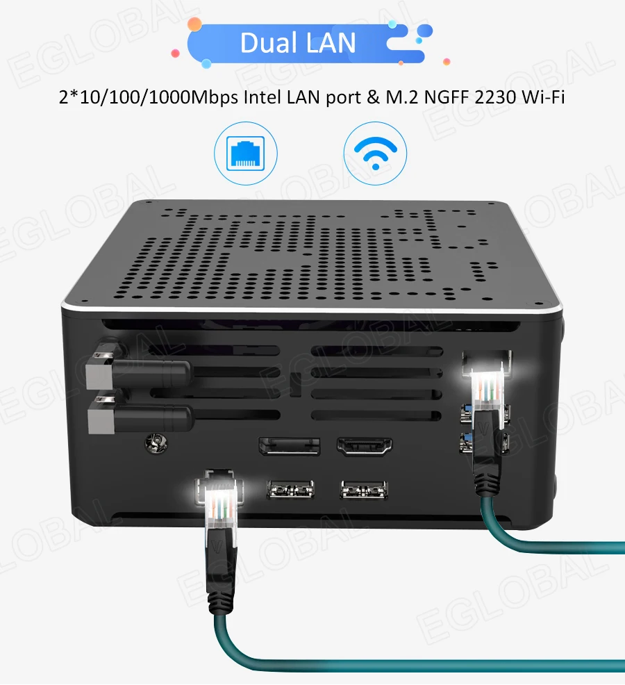 

EGLOBAL Intel i9 10880H i7 10750H i9 9880H 8 Core 10th Generation Mini PC 2 * Lan 2 * DDR4 2 * M.2 NVMe Gaming PC Win10 HDMI DP