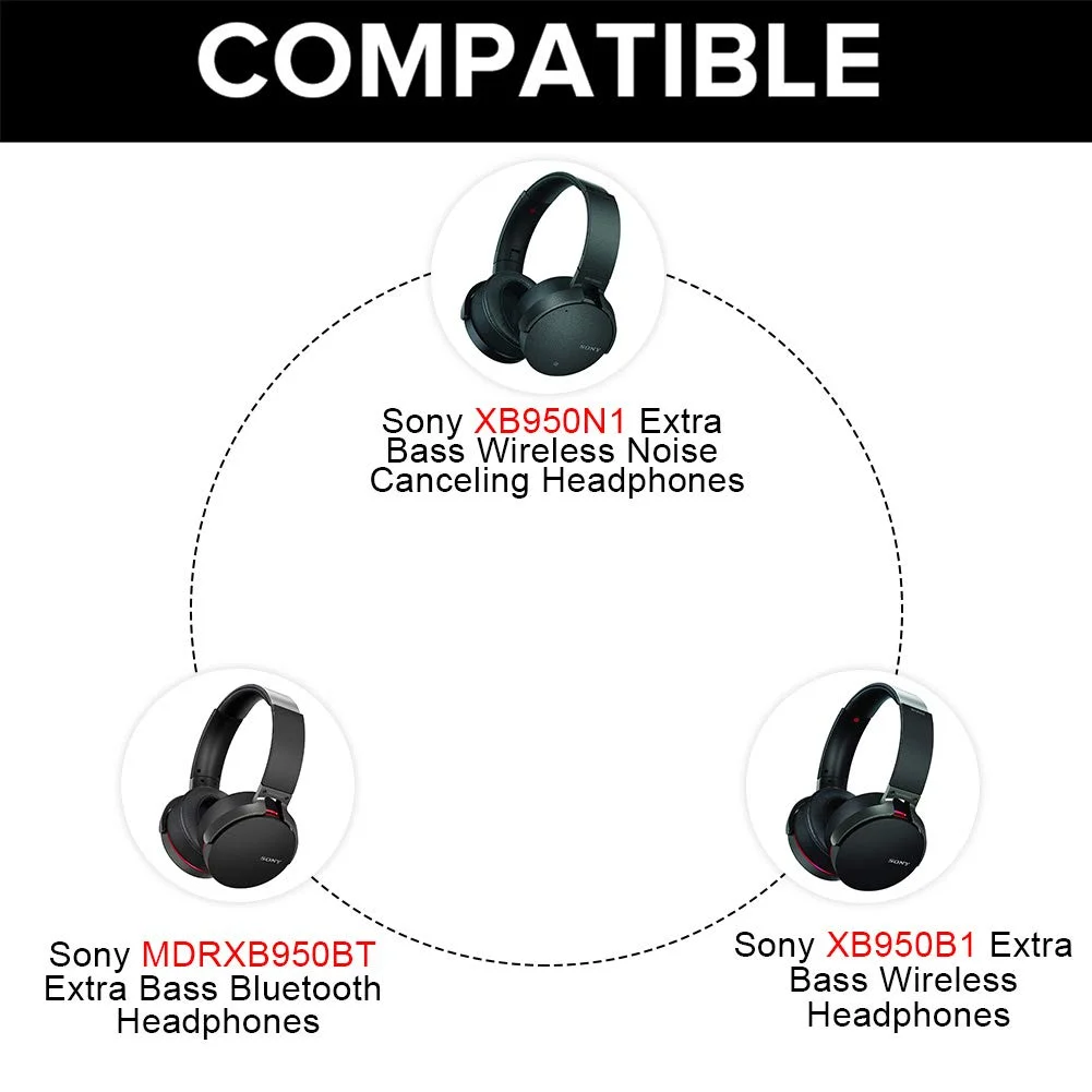 

Earpads Replacement Ear Pads Cushions Muffs For Sony MDR XB950BT XB950N1 XB950B1 XB950AP XB950/H Wireless Bluetooth Headphones