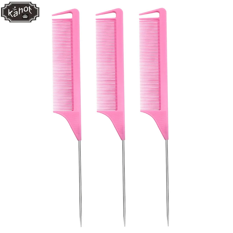 

Парикмахерская Профессиональная стрижка окрашивание волос Расческа для стрижки волос стальной кончик расческа для волос женская розовая расческа для волос