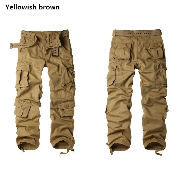 Брюки-карго мужские свободные Прямые хлопковые штаны джоггеры с несколькими
