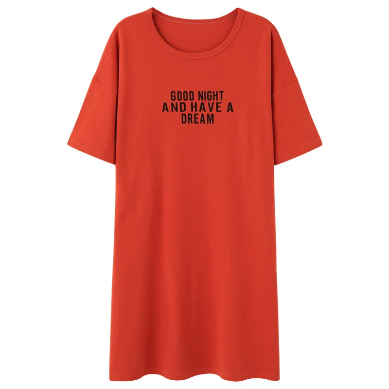 2021 New Nightdress Women's Summer Cotton Nightgown Short Sleeve Cute Nightwear Thin Home Clothes Sleepwear Sleeping Dress