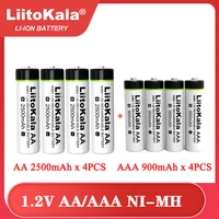 4pcs liitokala 1 2v aa 2500mah ni mh rechargeable battery 4pcs aaa 900mah for temperature gun remote control mouse batteries