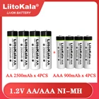 Аккумуляторы Liitokala 1,2 в, AA, 2500 мА  ч, 4 шт., никель-металлогидридные + 4 шт., AAA, 900 мА  ч, для температурного пистолета, пульта дистанционного управления, для мыши