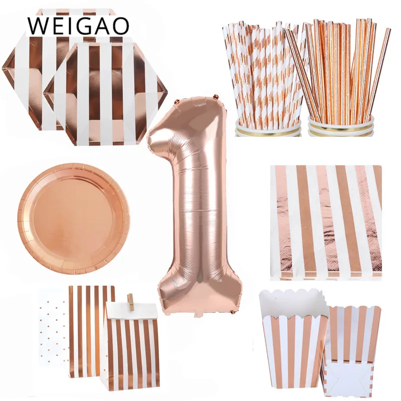 WEIGAO вечерние одноразовые столовые приборы набор Розовое золото бумажный