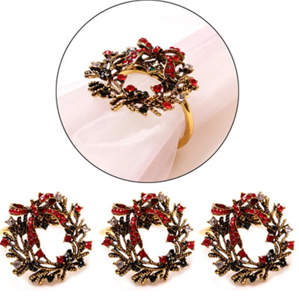 

12 / PCS Christmas retro wreath napkin ring napkin ring seat towel buckle Christmas Napkin Ring Wedding Decorations
