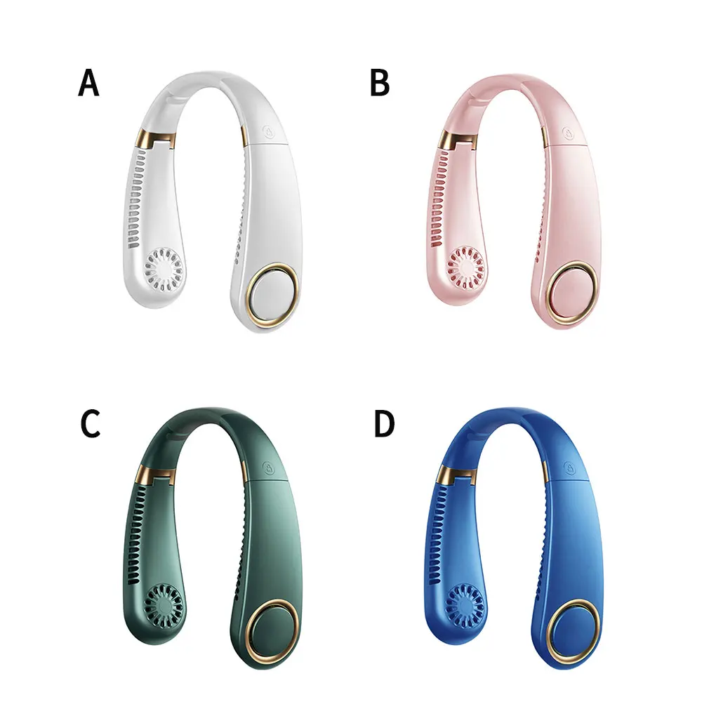 

Cooling Fan Leafless Rechargeable Neck Hanging Fan Adjustable Portable Personal Air Cooler, Green