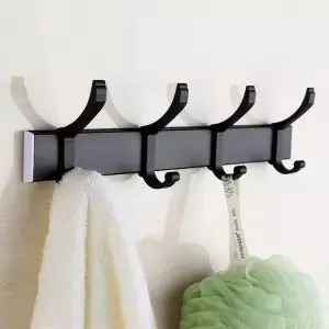 black 4 Прочная вставка из алюминия крюк дверь задняя ряд крючок Вешалка перфорация настенный несущей пальто крючок, крючки для пальто - Цвет: black 4
