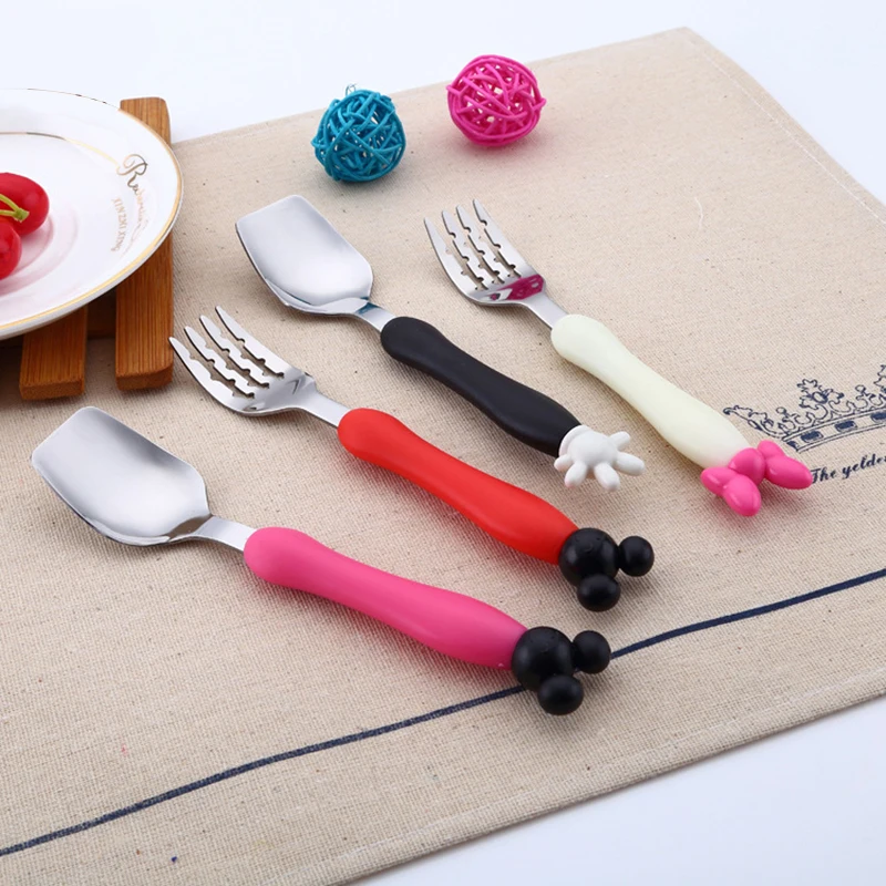 2 шт./компл. высокое качество Микки и Минни Маус вилка Нержавеющая сталь Чай Кофе