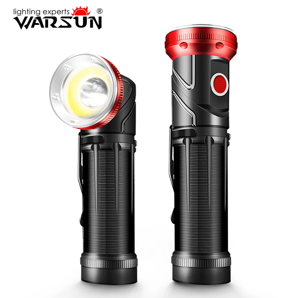 Светодиодный фонарик WARSUN R2 COB с зарядкой от USB магнитный зажим плавным