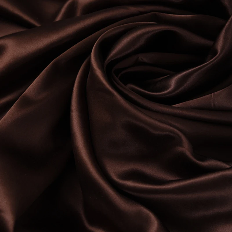 

114CM Wide 40MM Coffee Color Solid Color Heavy Silk Crepe Satin Plain Fabric for Dress Shirt Clothes Cheongsam H635