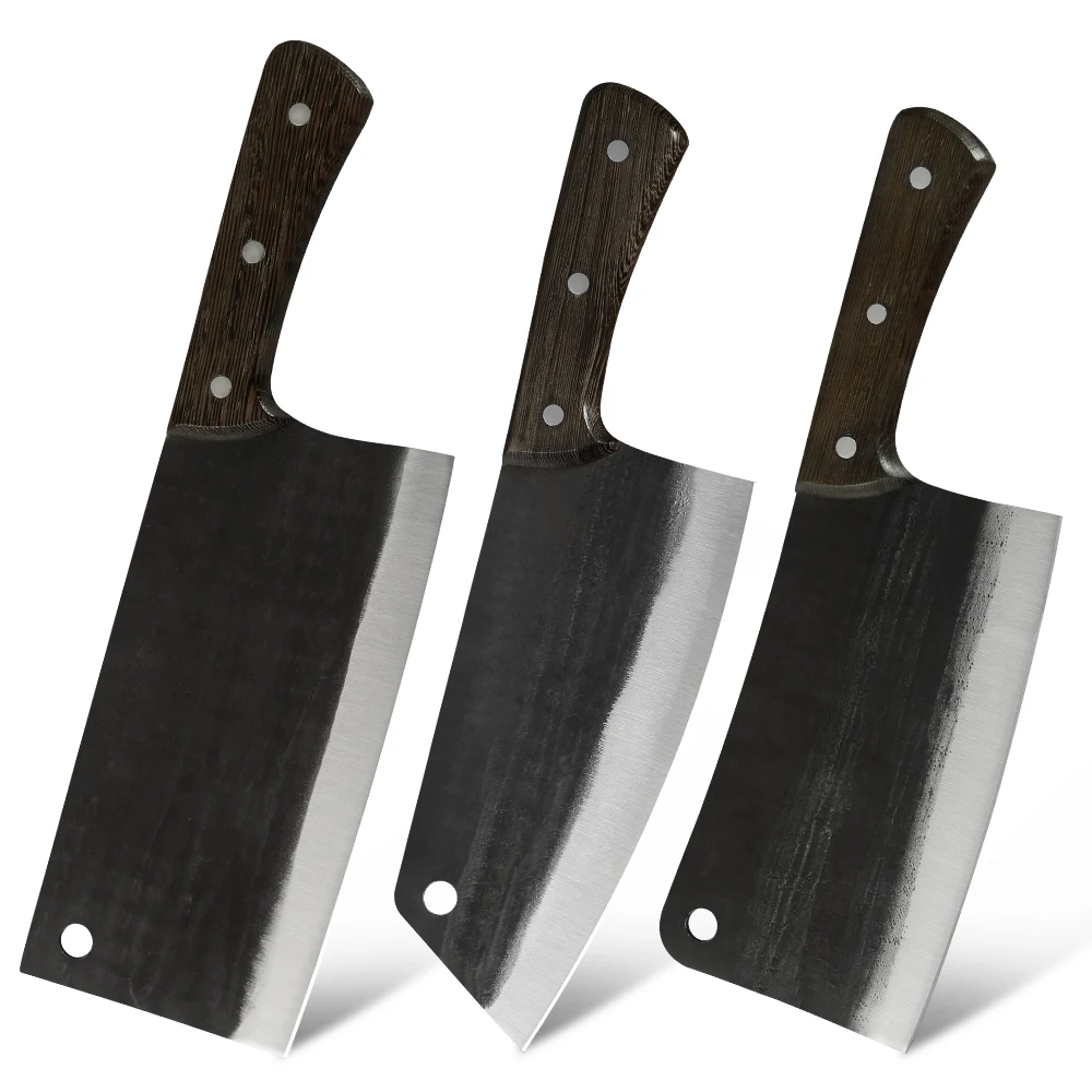 

Household Butcher Cleaver Knife Set Cutter Forging Chinese Camping Knife Full Tang Sliced Kitchen Gyuto Nakiri Chopper Knife